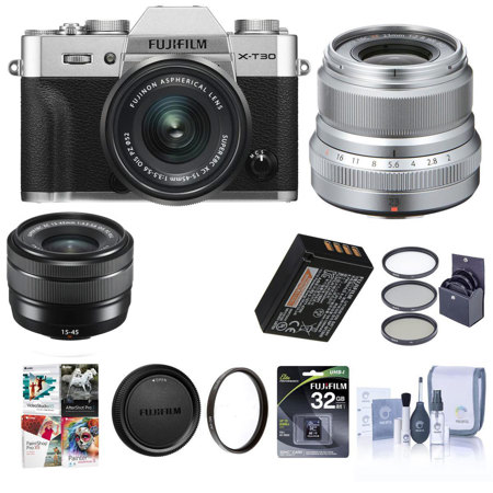Fujifilm X-T30 Mirrorless Camera with XC 15-45mm f/3.5-5.6 & XF 23mm F/2R Silver