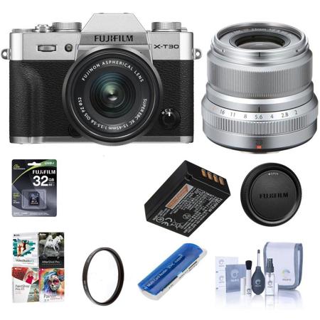 Fujifilm X-T30 Mirrorless Camera Silver W/Fuji XF 23mm F/2R Lens W/ACC Bundle
