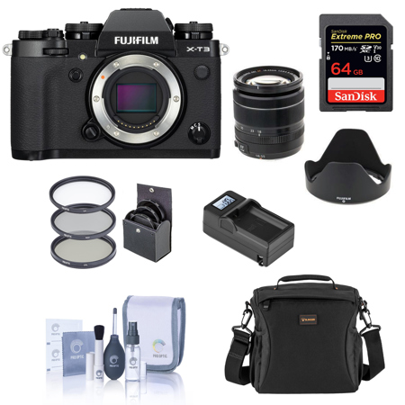Fujifilm X-T3 Mirrorless Camera with 18-55mm Lens, Black (USB) w/Accessories Kit