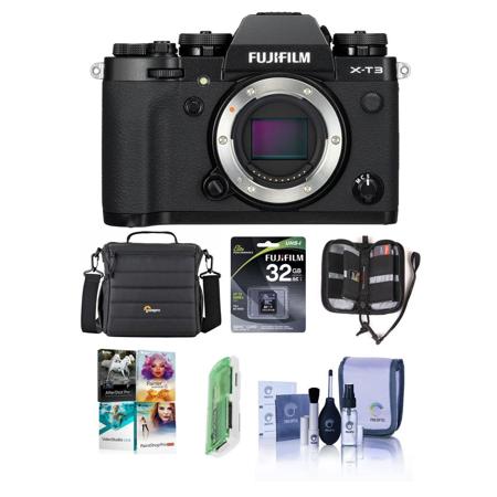 Fujifilm X-T3 Mirrorless Body, Black - With Free PC Accessory Bundle