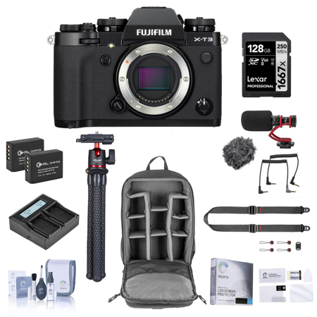 Fujifilm X-T3 Mirrorless Camera Body, Black (USB) with Complete Accessory Kit