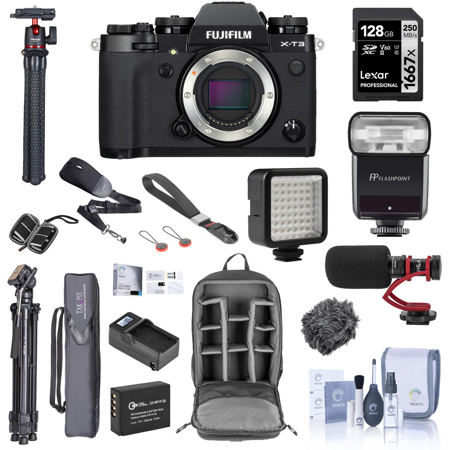 Fujifilm X-T3 Mirrorless Digital Camera Body, Black (USB) with Photography Kit