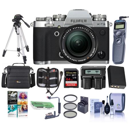 Fujifilm X-T3 Mirrorless Camera with XF 18-55mm Lens Silver Premium Acc Bundle