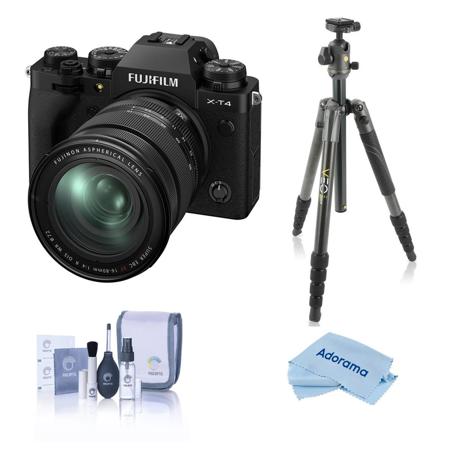 Fujifilm X-T4 Camera w/XF 16-80mm f/4 R OIS WR Lens, Black, Bundle w/VEO2 Tripod
