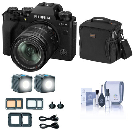 Fujifilm X-T4 Camera with XF 18-55mm f/2.8-4 R LM OIS Lens,Black W/LED Light Kit