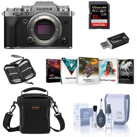 Fujifilm X-T4 Mirrorless Digital Camera Body Silver W/ Free PC Accessory Bundle