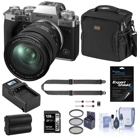 Fujifilm X-T4 Mirrorless Digital Camera with 16-80mm Lens Silver w/Essential Kit