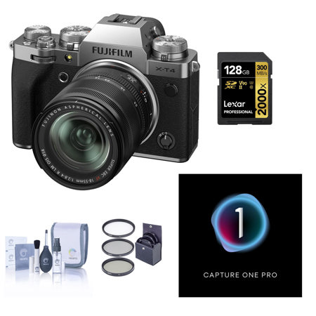 Fujifilm X-T4 Mirrorless Digital Camera with 18-55mm Lens, Silver w/Capture One