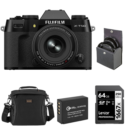 Fujifilm X-T50 Mirrorless Camera with XF 16-50mm Lens, Black, w/Included Value