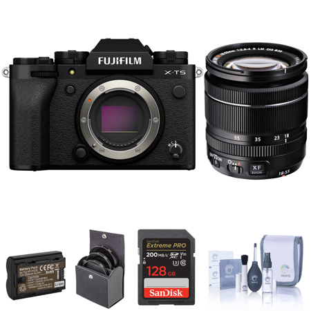 Fujifilm X-T5 Camera, Black w/ XF 18-55mm f/2.8-4 R LM OIS Lens & Accessory Kit