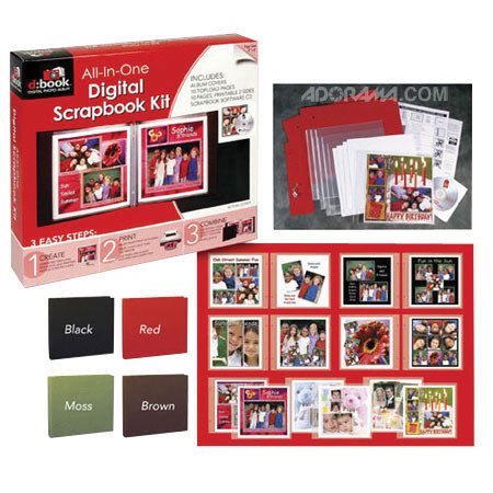 d:Book All-in-One 8x8" Digital Scrapbook Album Kit with Software CD with over 100 Templates Included, Moss Green.