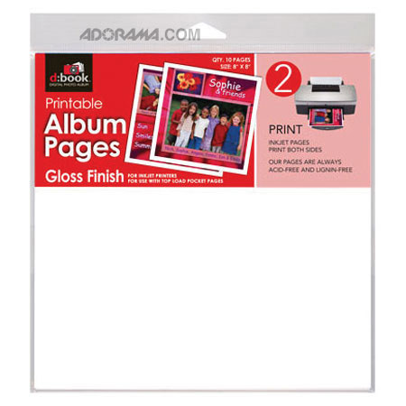 d:Book 8x8" Refill Pages in Gloss White for the All-in-One Scrapbook Albums, 10 Pack.