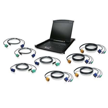 IOGEAR GCL1908 8-Port 19" LCD KVM Drawer Kit with PS/2 and USB KVM Cables