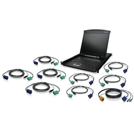 IOGEAR GCL1908 8-Port 19" LCD KVM Drawer Kit with USB KVM Cables