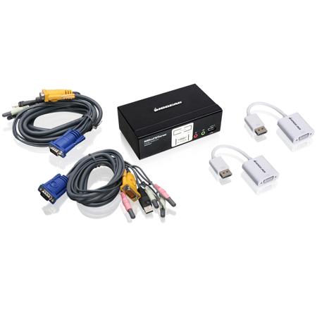 IOGEAR 2-Port VGA KVMP Switch with DisplayPort Adapters