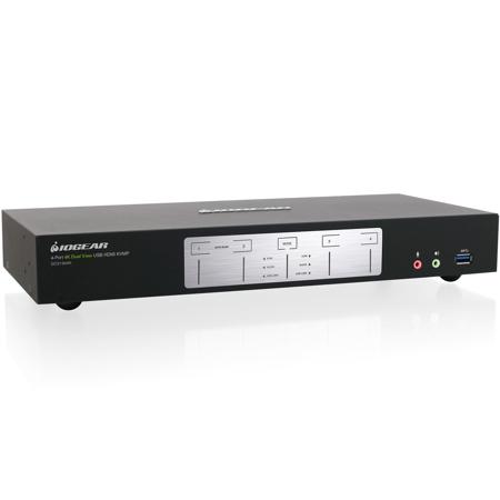 IOGEAR 4-Port 4K Dual View KVMP Switch with HDMI Connection, USB 3.0 Hub and Audio, TAA
