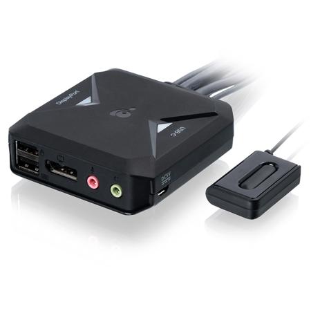 IOGEAR 2-Port 4K KVM Switch with DisplayPort, USB-C and Audio Connections