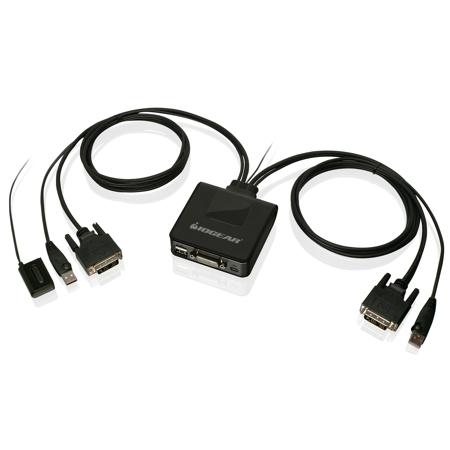 IOGEAR 2-Port USB DVI Cable KVM Switch with MiniDisplayPort Adapters Bundle