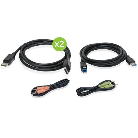 IOGEAR Cable Set for 4K Dual View DisplayPort USB KVM with Audio, TAA