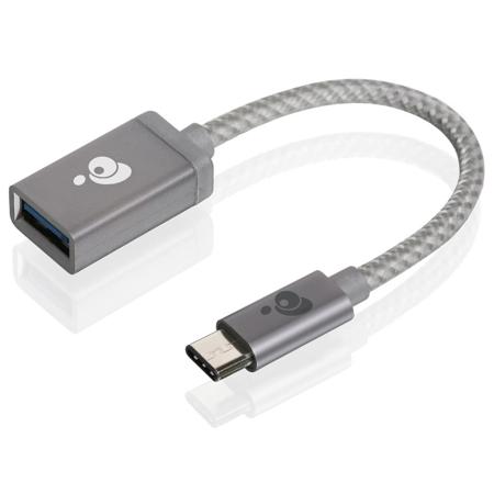 IOGEAR 4" Charge & Sync USB-C to USB Type-A Adapter, Space Gray