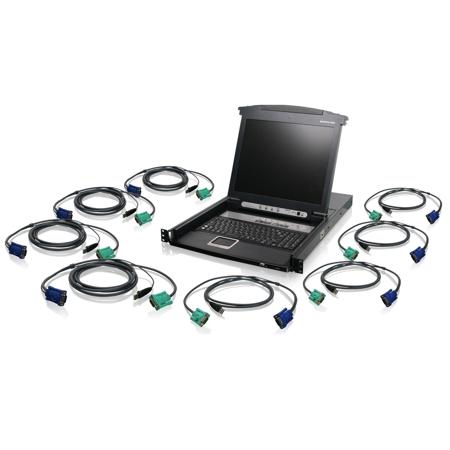 IOGEAR 8-Port 17" LCD Combo KVM Switch with USB Cables, TAA Compliant, 1 RU