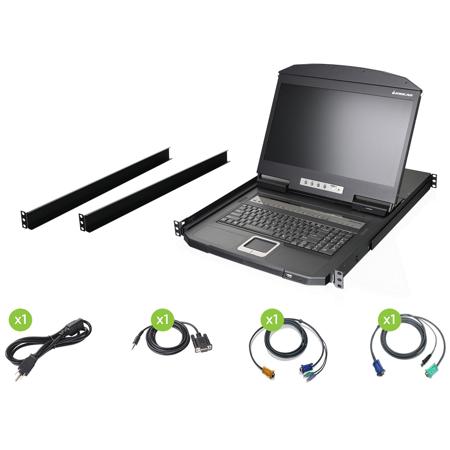 IOGEAR 18.5" Widescreen Short Depth 16-port LCD KVM Switch, TAA Compliant