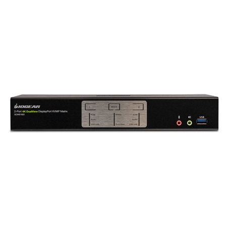 IOGEAR 2-Port 4K Dual View DisplayPort Matrix KVM Switch with USB Peripheral
