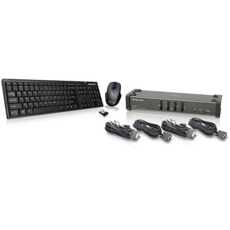 IOGEAR 4-Port DVI KVMP Switch, Wireless Keyboard/Mouse
