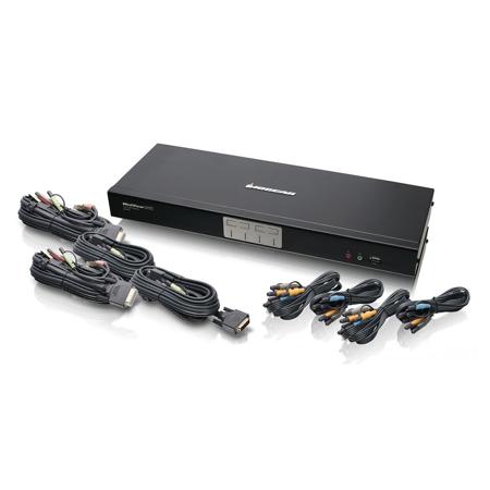 Iogear 4-Port Dual-Link DVI and DisplayPort KVMP Switch Kit with 7.1 Audio