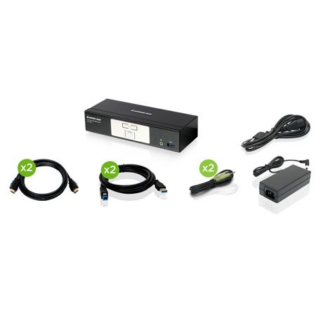 IOGEAR 2-Port 4K DisplayPort KVMP Switch with HDMI and USB 3.0 Hub, Audio (TAA)