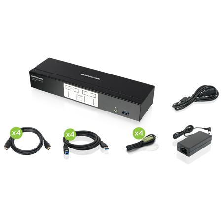 IOGEAR 4-Port 4K DisplayPort KVMP Switch with HDMI and USB 3.0 Hub, Audio (TAA)