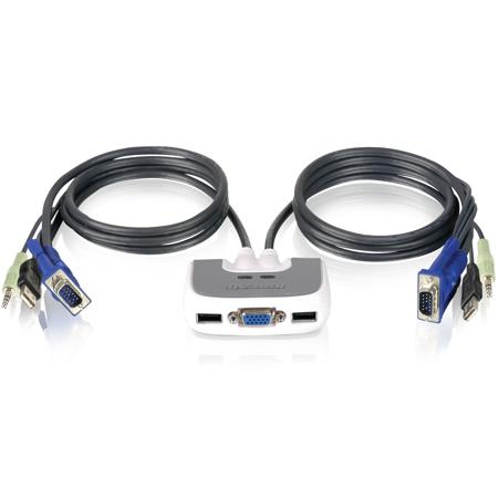 IOGEAR 2-Port Compact MiniView Micro USB Plus KVM Switch with Audio & 6' Cable