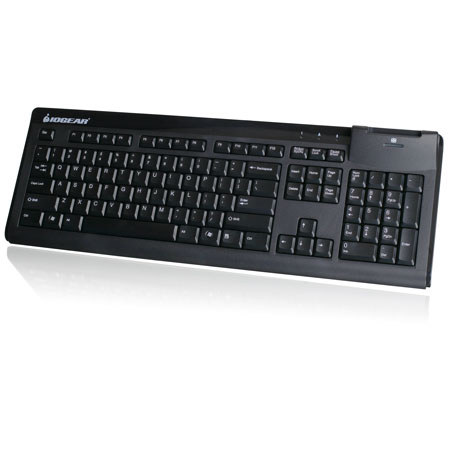 IOGEAR 104-Key Keyboard with Integrated Smart Card Reader, Black