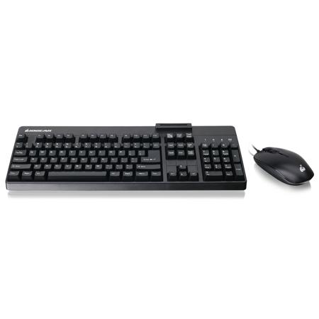 IOGEAR 104-Key Keyboard with Built-In Common Access Card Reader & 3-Button Mouse Combo, TAA Compliant