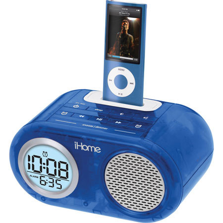 iHome IH33LT Dual Alarm Clock for iPod, Blue