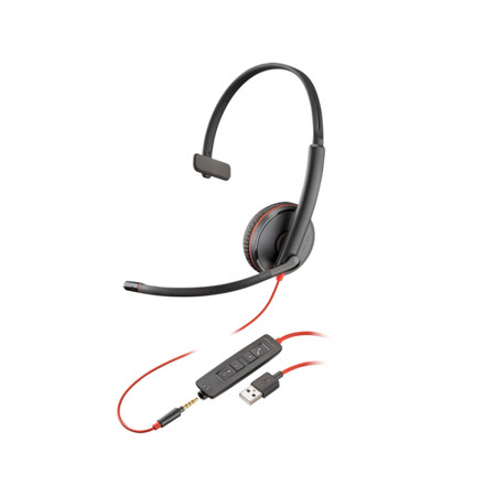 HP Poly Blackwire 3215 USB-A Wired Monaural Headset, Black