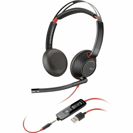 HP Poly Blackwire 5220 USB-A Wired Stereo Headset, TAA Compliant, Black