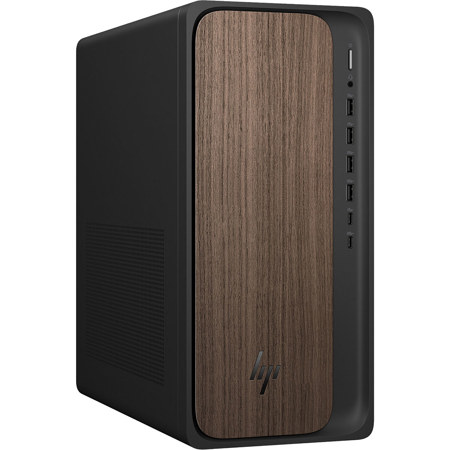 HP OmniDesk M03-0010 AI Desktop Computer, Intel Core Ultra 5 225 3.3GHz, 16GB RAM, 512GB SSD, Windows 11 Home, Jack Black/Dark Wood