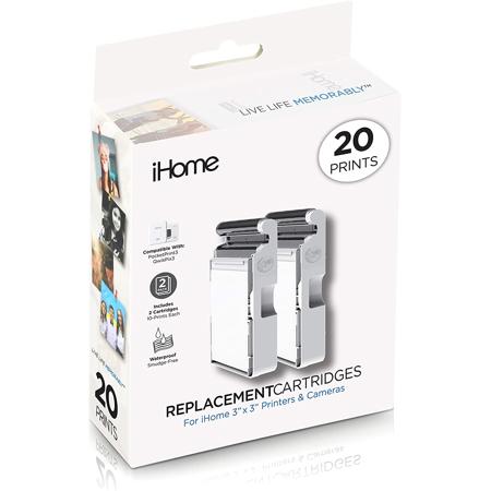 iHome 3x3" Ink + Square Paper Cartridge with 10-Sheets, 2-Pack