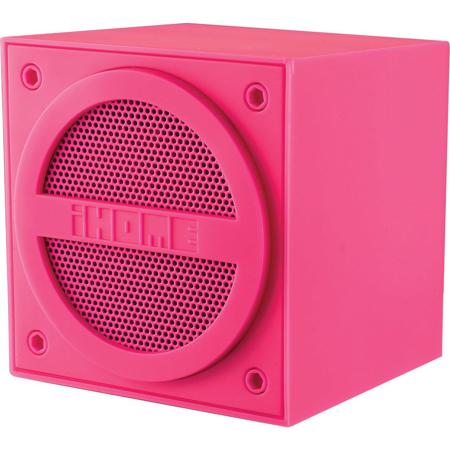 iHome iBT16 Bluetooth Rechargeable Mini Speaker Cube in Rubberized Finish, Pink
