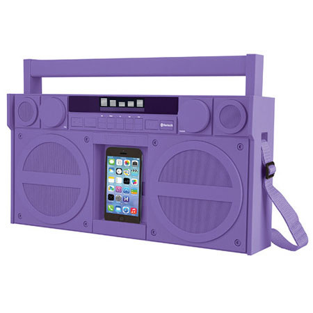 iHome iBT44 Bluetooth FM Stereo Boombox with USB Charging, Purple