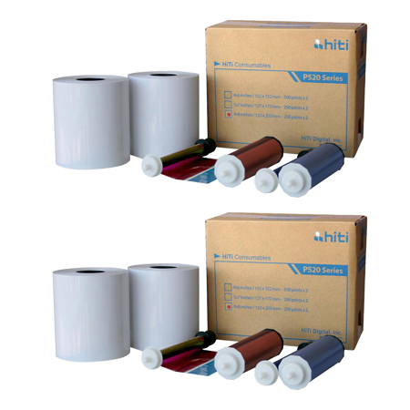 HiTi 6x8" Ribbons and Paper Kit, 2 Rolls for P520 Series Photo Printers