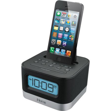 iHome iPL8BN Dual Charging Stereo FM Clock Radio with Lightning Dock/USB Port