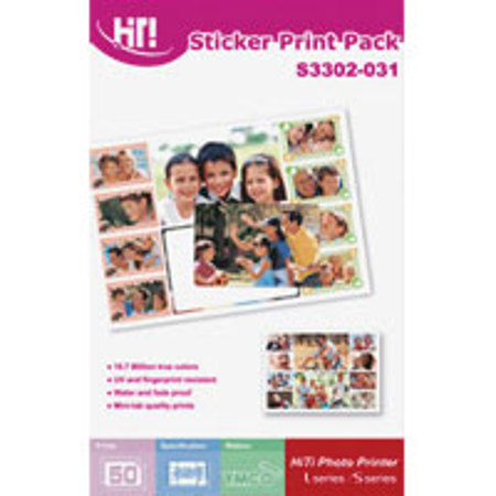 Hi-Touch 4/2/4" Pht Stickers,100 Sh w/S Ser Photo Prntr
