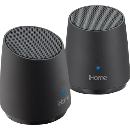 iHome iHM89 Rechargeable Mini Speaker Set, Pair, Black