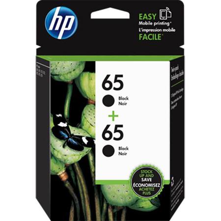 HP 65 Black Original Ink Cartridge for DeskJet 3755/3758/2655 Printers, 2 Pack