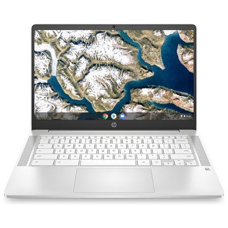 HP Chromebook 14a-na0240nr 14" HD Touch, N4120, 4GB, 64GB eMMC, Chrome OS, White