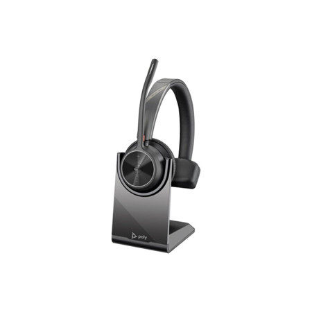 HP Poly Voyager 4310 UC Wireless Monoaural Headset with Charging Stand and USB-A Adapter, Microsoft Teams Certified