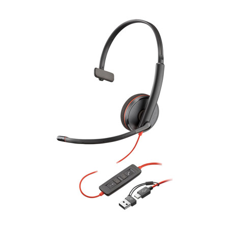 HP Poly Blackwire 3210 USB-C Wired Monaural Headset, Black