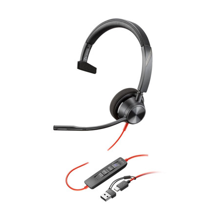 HP Poly Blackwire 3310 USB-C Wired Monaural Headset, Microsoft Teams Certified